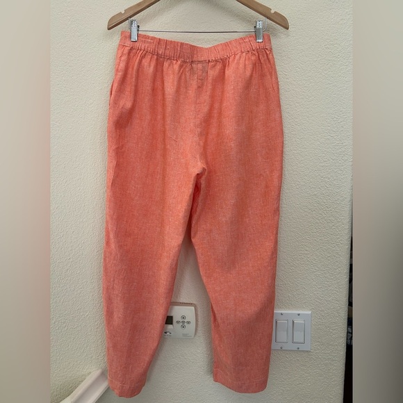 Chico's orange pink cropped linen blend pants pull up waist size 1 - Picture 8 of 9
